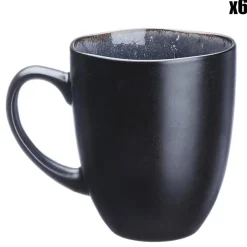 6 Mugs en Grès Iris bleu foncé - 40 cl