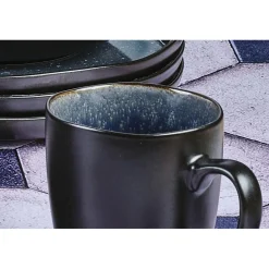 6 Mugs en Grès Iris bleu foncé - 40 cl