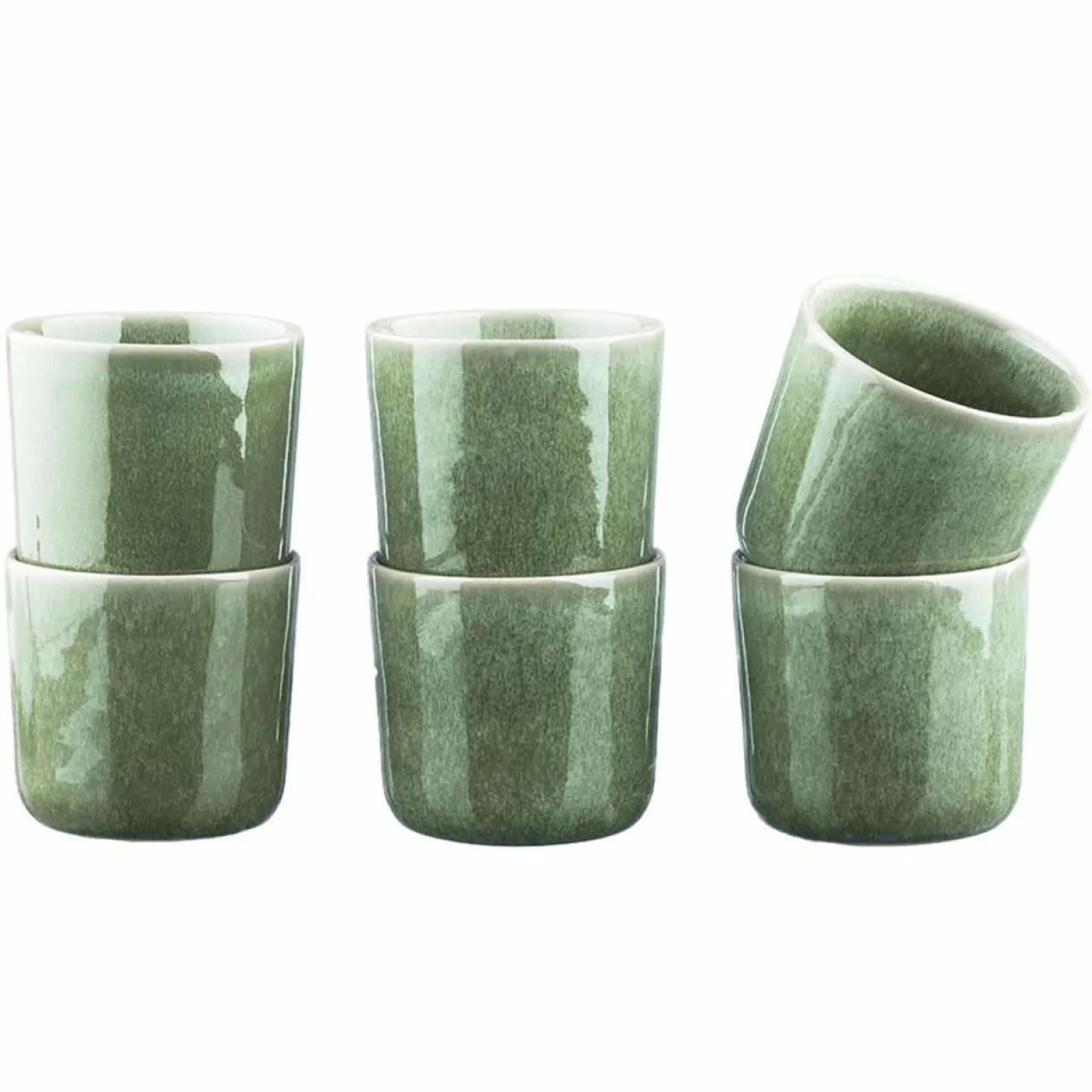 6 Mugs en Grès Magma verts - 20 cl