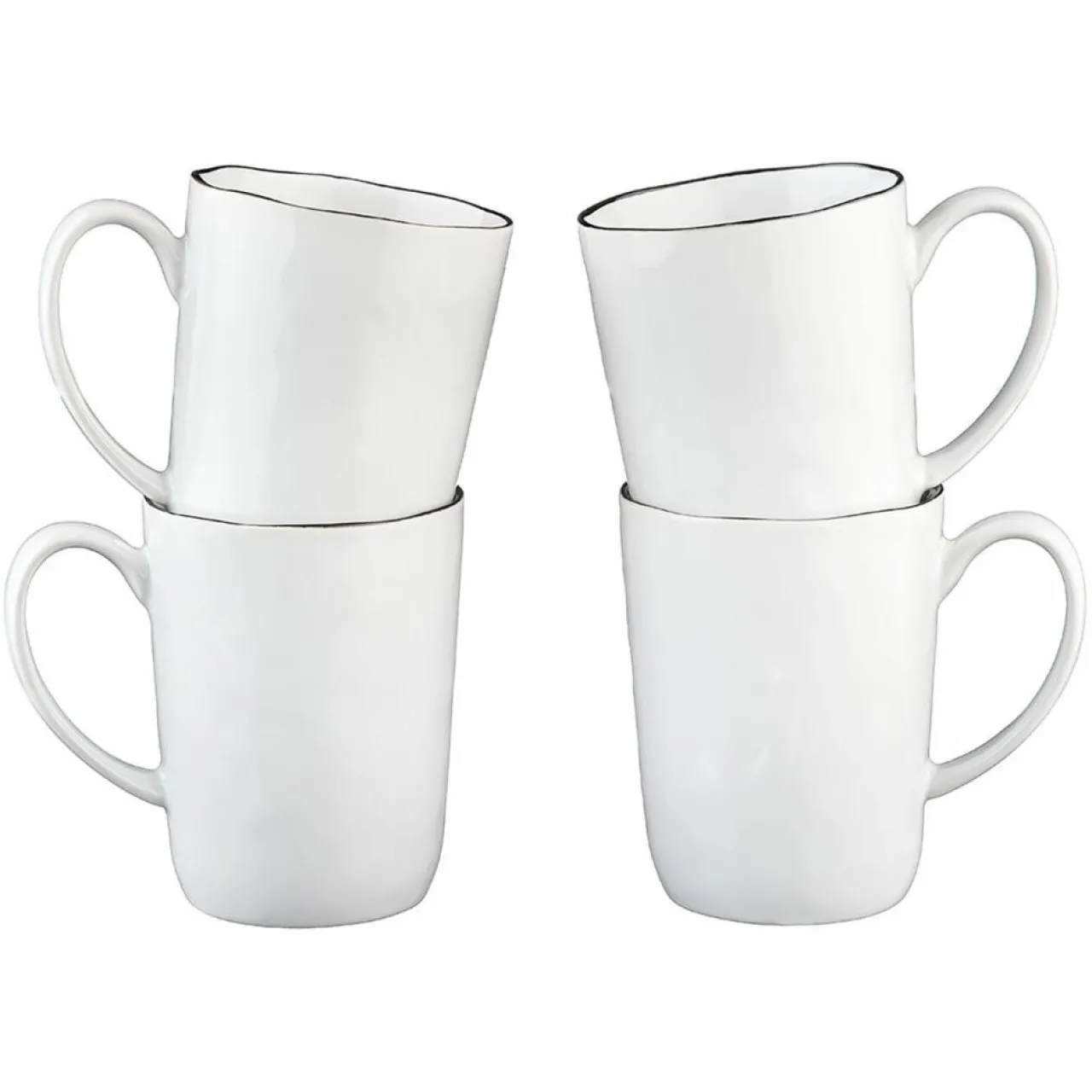 4 Mugs en Grès Pure blanc neige - 40 cL