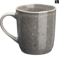 6 Mugs en Grès Stellar gris/anthracite - 40 cl