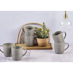 6 Mugs en Grès Stellar gris/anthracite - 40 cl