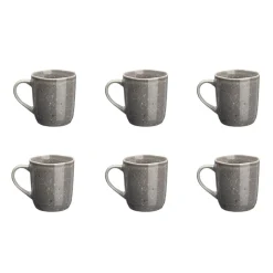6 Mugs en Grès Stellar gris/anthracite - 40 cl