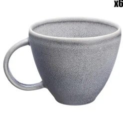 6 Mugs en Grès Stone gris clair - 25 cl