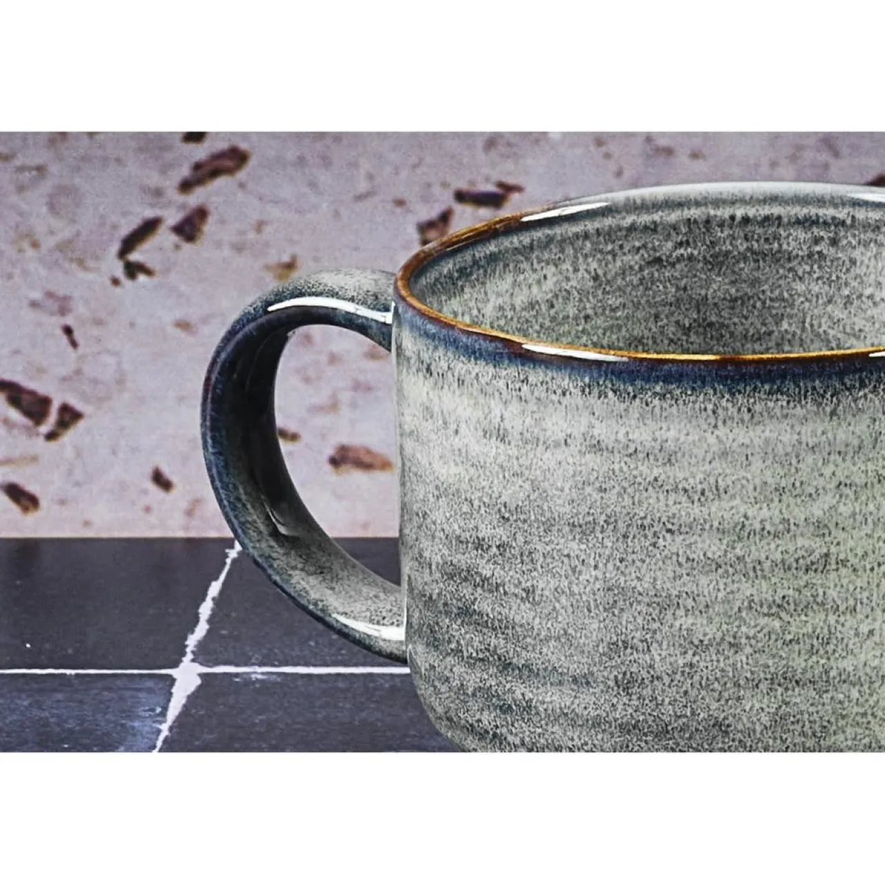 6 Mugs en Grès Zen gris/bleu - 40 cl