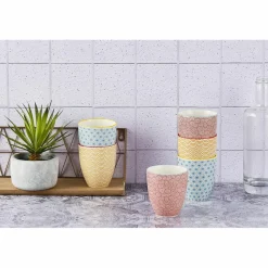 6 Mugs Pattern Color bleu clair/rouge/jaune - 30 cl