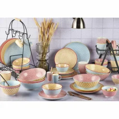 6 Mugs Pattern Color bleu clair/rouge/jaune - 30 cl