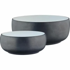 2 Saladiers en Grès Gourmet blanc granité/noir onyx - 40.5x40.5x20.5 cm