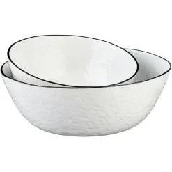 2 Saladiers en Grès Pure blanc neige - 38x16.5x39 cm