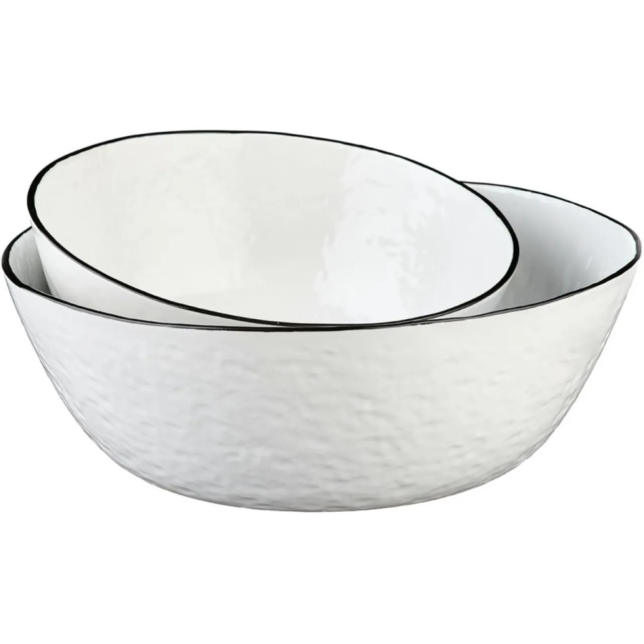 2 Saladiers en Grès Pure blanc neige - 38x16.5x39 cm