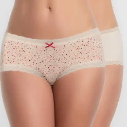2 Shorties Cotton Fancy beige/rouge/rose