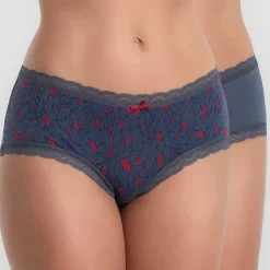 2 Shorties Cotton Fancy bleu/rouge