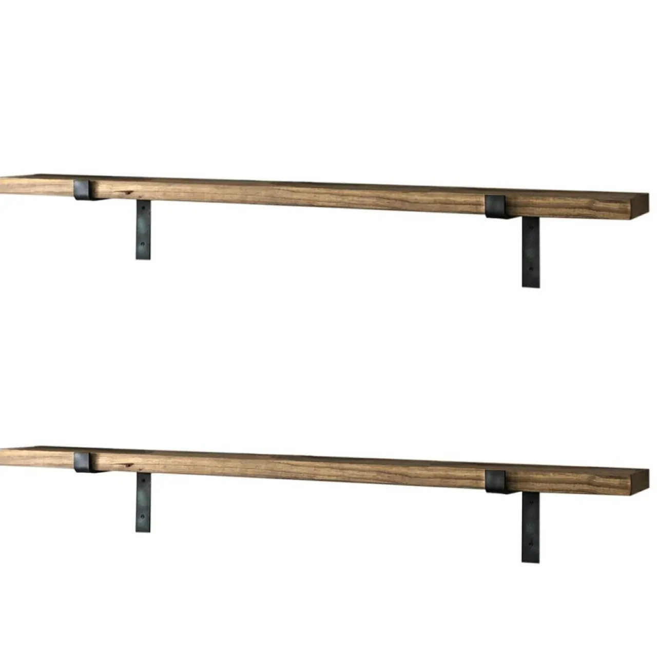 2 Étagères murales noyer noires - 60x16x14 cm