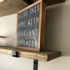 2 Étagères murales noyer noires - 60x16x14 cm