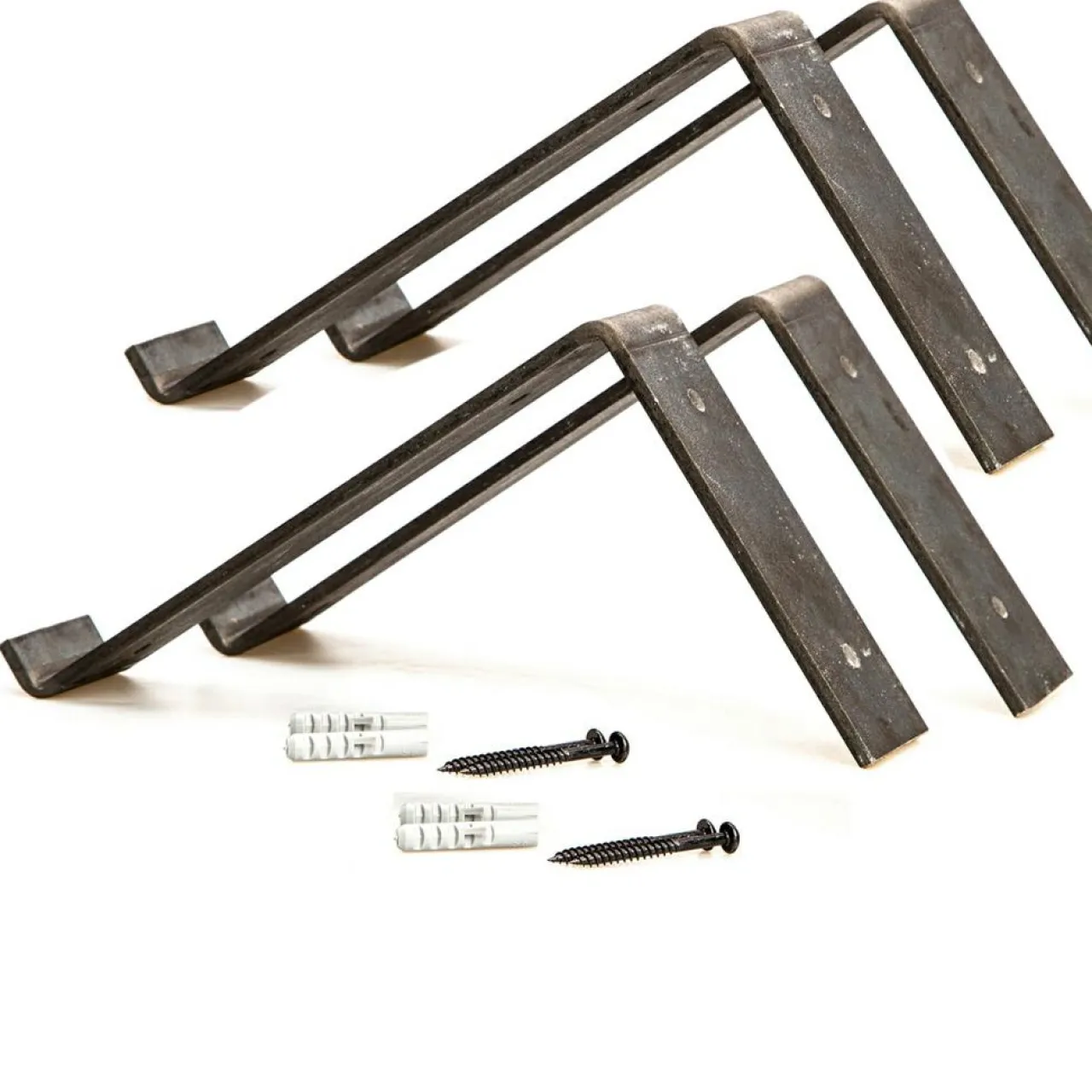 2 Étagères murales noyer noires - 60x16x14 cm