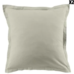 2 Taies d'oreiller en coton unies grège