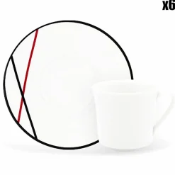 6 Tasses à café + soucoupes en Porcelaine Bistot blanches - 70ml