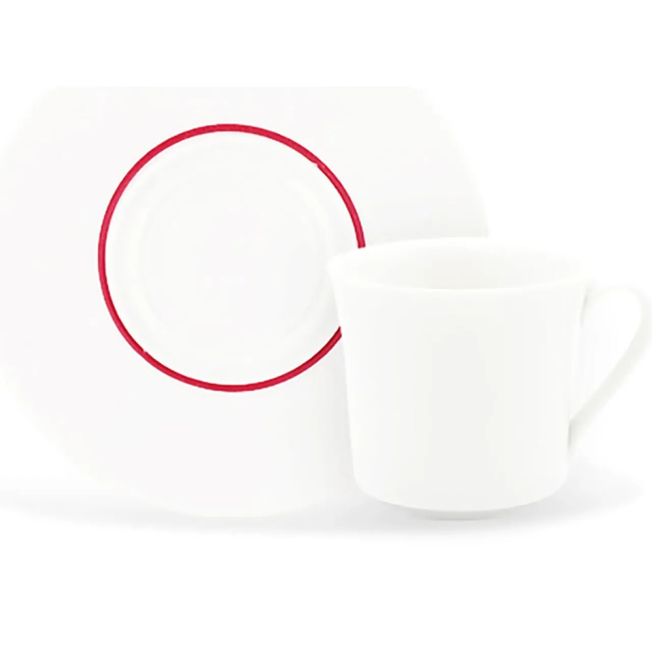 6 Tasses à café + soucoupes en Porcelaine Ligne blanches - 70ml