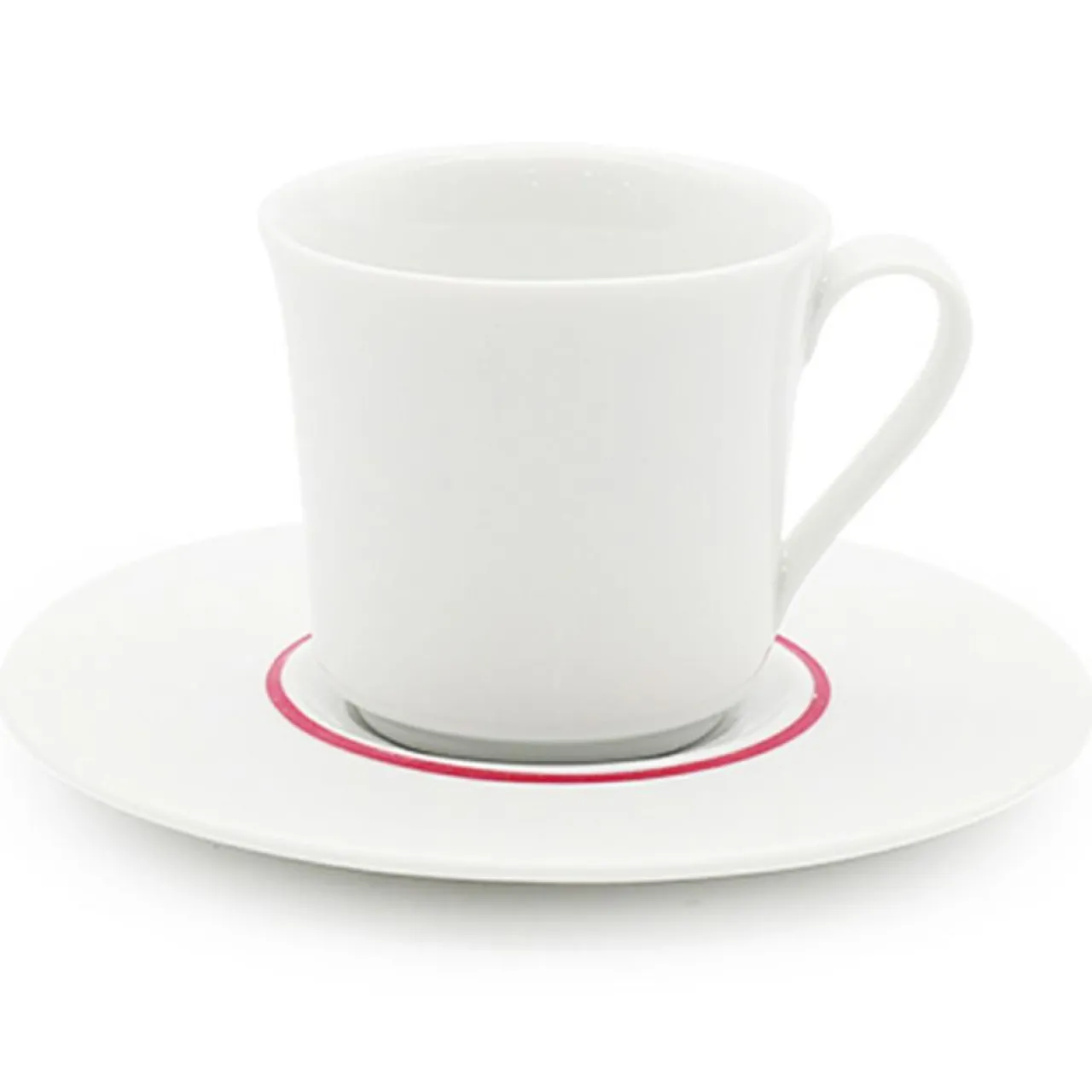 6 Tasses à café + soucoupes en Porcelaine Ligne blanches - 70ml