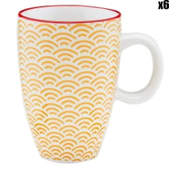 6 Tasses à café Pattern Color jaune/rouge - 9 cl