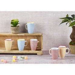 6 Tasses à café Pattern Color jaune/rouge - 9 cl