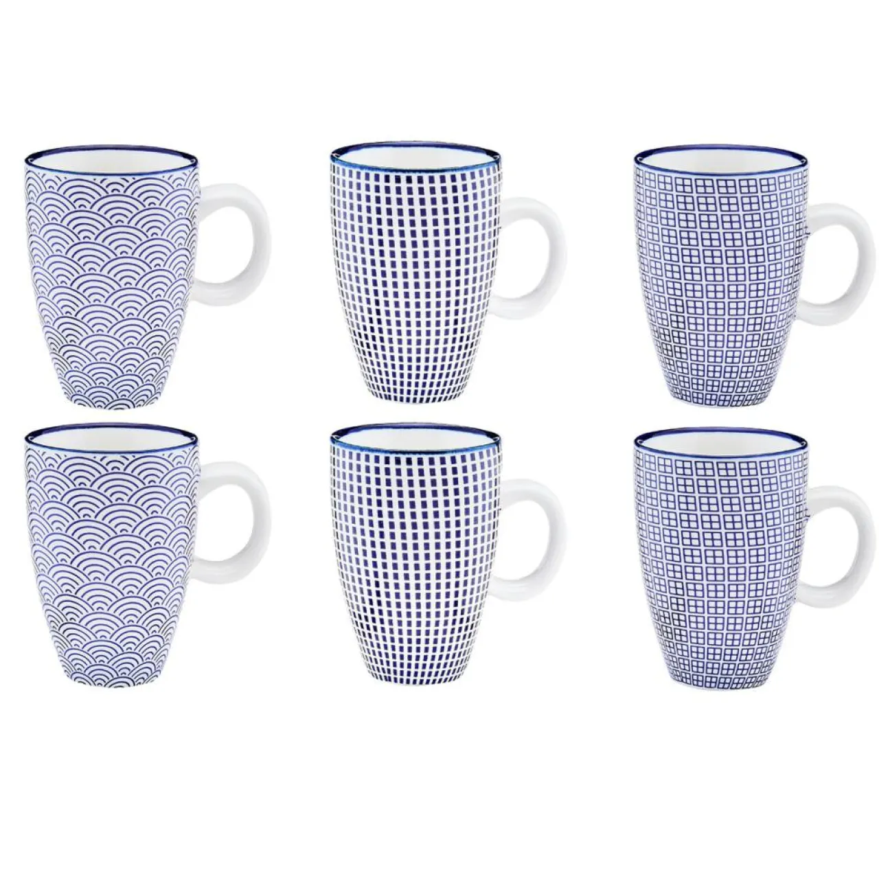 6 Tasses à café Pattern Dark blue bleu foncé - 9 cl