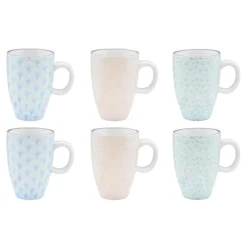 6 Tasses à café Pattern Pastel rose pastel/bleu pastel/vert pastel - 9 cl