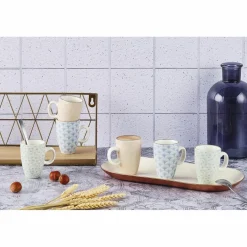 6 Tasses à café Pattern Pastel rose pastel/bleu pastel/vert pastel - 9 cl