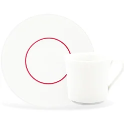 6 Tasses à thé + soucoupes en Porcelaine Ligne blanches - 150ml