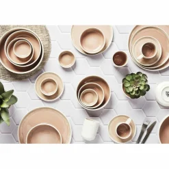 6 Tasses avec soucoupe Oxygen rose poudre/beige - 20 cl
