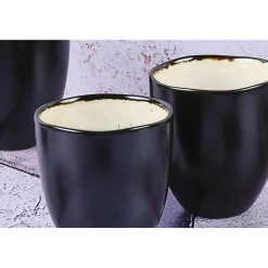 6 Tasses en Grès Iris blanc/ivoire - 15 cl