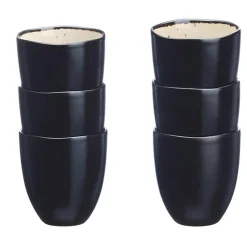 6 Tasses en Grès Iris blanc/ivoire - 15 cl