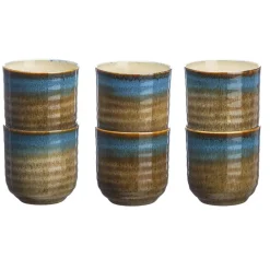 6 Tasses en Grès Island kaki/bleu - 15 cl