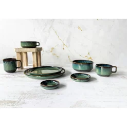 6 tasses en Grès Jade vert foncé - 36cl