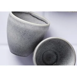 6 Tasses en Grès Stone gris clair - 15 cl