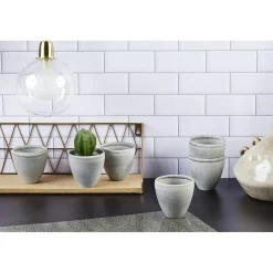 6 Tasses en Grès Stone gris clair - 15 cl