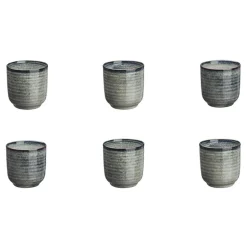 6 Tasses en Grès Zen gris/bleu - 20 cl