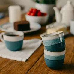 6 Tasses ExpressoRiga Bleu 11Cl En Grès