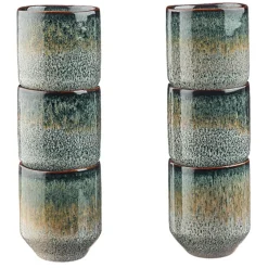 6 Tasses Genesis bleu/gris/kaki - 8 cl
