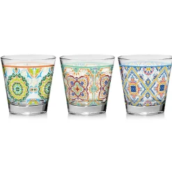 3 Verres à eau Valencia multicolores - 25cl