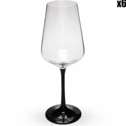 6 Verres à pied transparent/noir - 250ml