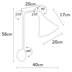 Applique murale Berceste noire - D.20x56 cm