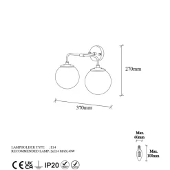Applique murale Horn dorée - 91x25x49-129 cm