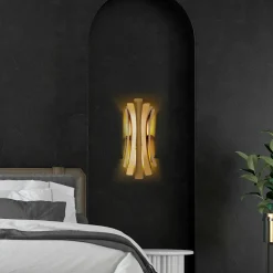 Applique murale Linea dorée - 17x16x48 cm