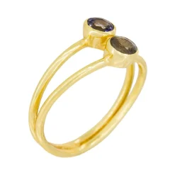Bague Adela Iolite & Labradorite en laiton doré