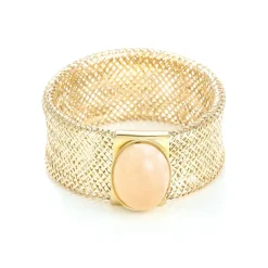 Bague ajustable Flamboyant Quartz rose or jaune