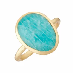 Bague ajustable Iris Amazonite en laiton doré