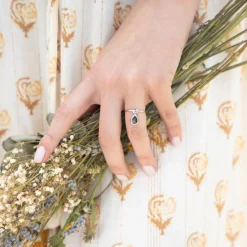 Bague ajustable Louise Labradorite en laiton argenté