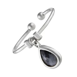 Bague ajustable Louise Labradorite en laiton argenté