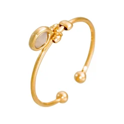 Bague ajustable Norah Agate en laiton doré